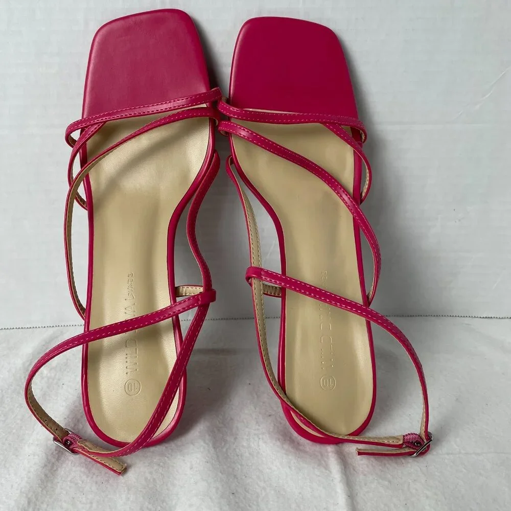 Pink Summer Sandals Strappy Kitten Heel - Picture 7 of 10